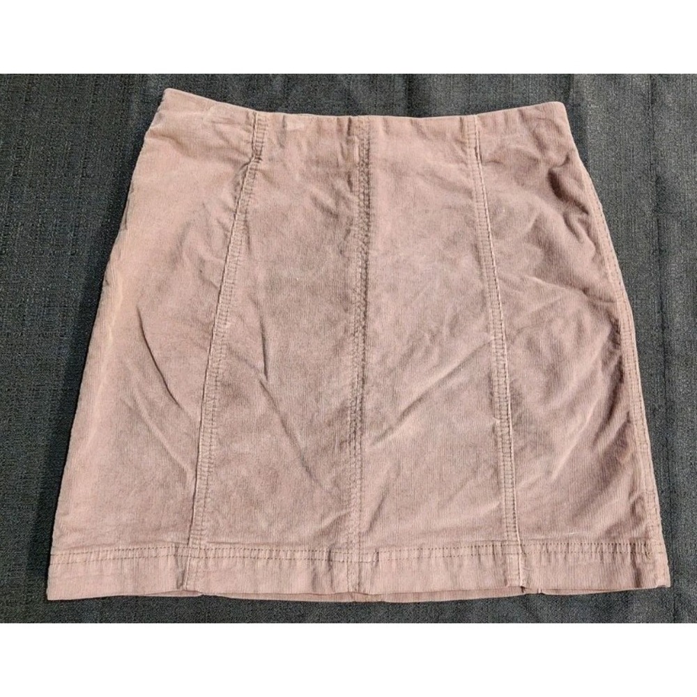 Free People Skirt Womens 4 Brown Tan Mini Short Corduroy Casual Zip Cotton EUC